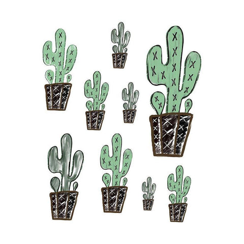 Cactus Collage White Modern Wood Framed Art Print by Moss, Tara