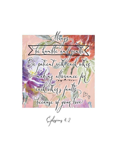 Ephesians 4-2 Box Floral White Modern Wood Framed Art Print with Double Matting by Moss, Tara