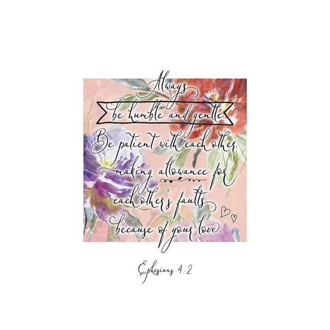 Ephesians 4-2 Box Floral White Modern Wood Framed Art Print by Moss, Tara