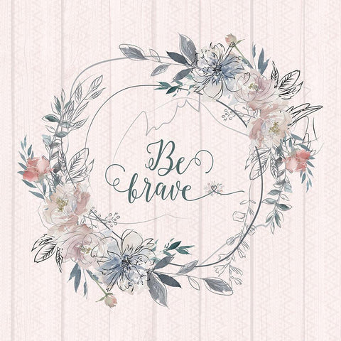 Be Brave White Modern Wood Framed Art Print with Double Matting by Moss, Tara