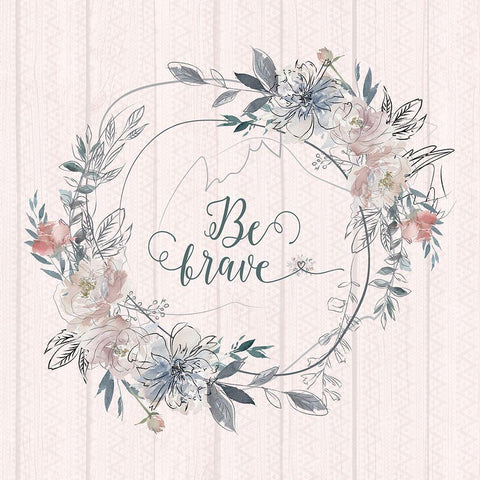 Be Brave Gold Ornate Wood Framed Art Print with Double Matting by Moss, Tara