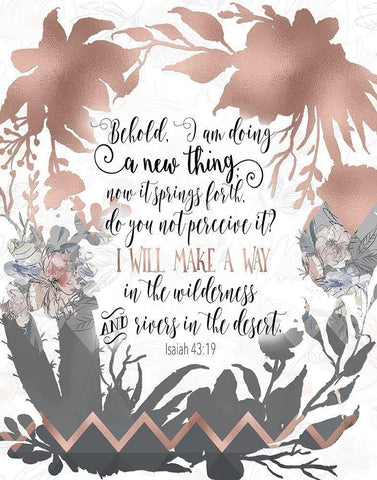 Isaiah 43-19 White Modern Wood Framed Art Print with Double Matting by Moss, Tara