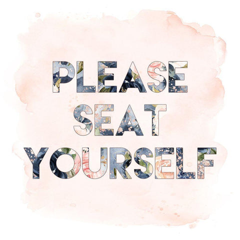 Please Seat Yourself White Modern Wood Framed Art Print with Double Matting by Moss, Tara