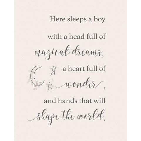 Here Sleeps a Boy Black Modern Wood Framed Art Print with Double Matting by Moss, Tara