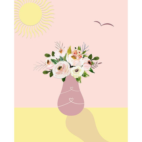 Flowers and Sunshine White Modern Wood Framed Art Print by Moss, Tara