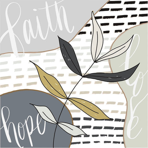 Faith-Hope-Love White Modern Wood Framed Art Print with Double Matting by Moss, Tara