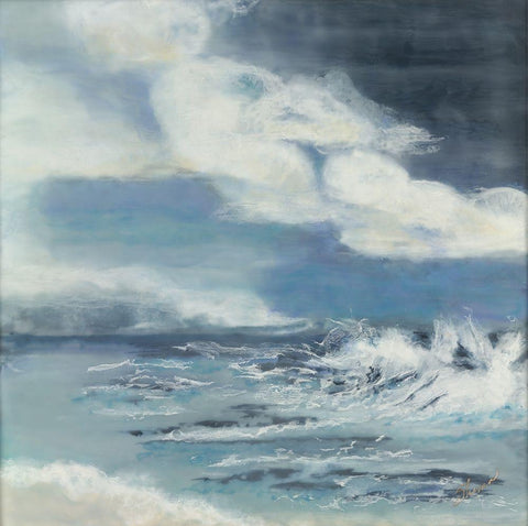 Holding Back White Modern Wood Framed Art Print with Double Matting by Shanti, Shima