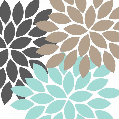 Flower Trio II White Modern Wood Framed Art Print with Double Matting by Robinson, Tamara