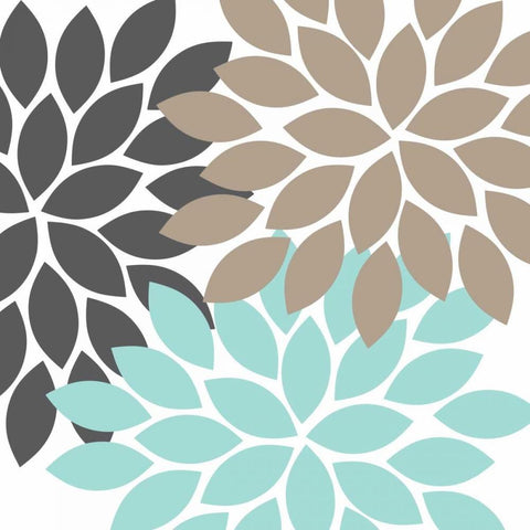 Flower Trio II Black Modern Wood Framed Art Print by Robinson, Tamara
