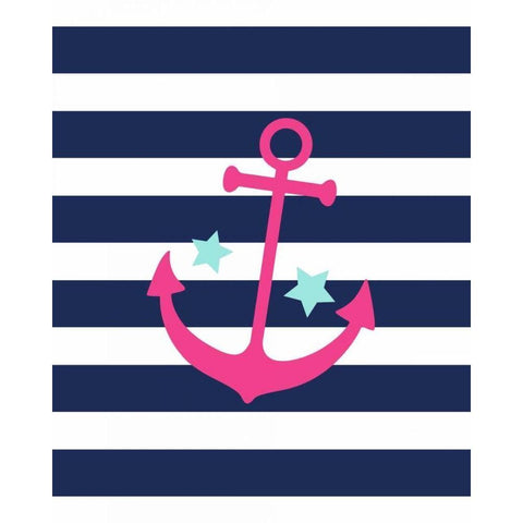 Anchor Stripe White Modern Wood Framed Art Print by Robinson, Tamara