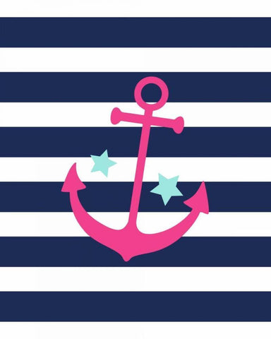 Anchor Stripe White Modern Wood Framed Art Print with Double Matting by Robinson, Tamara