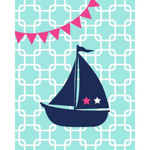 Sailboat Chain II Black Modern Wood Framed Art Print with Double Matting by Robinson, Tamara