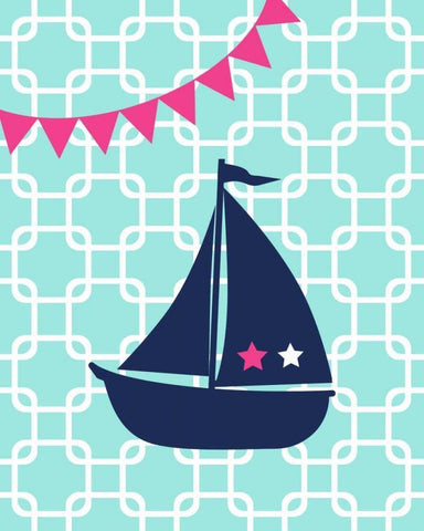 Sailboat Chain II Black Ornate Wood Framed Art Print with Double Matting by Robinson, Tamara