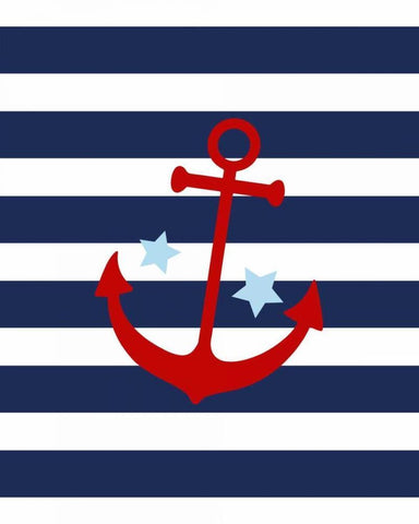 Anchor Stripe - Boy White Modern Wood Framed Art Print with Double Matting by Robinson, Tamara