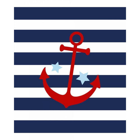 Anchor Stripe - Boy Black Modern Wood Framed Art Print with Double Matting by Robinson, Tamara