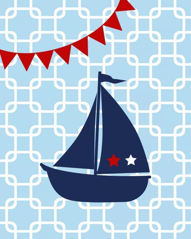 Sailboat Chain Boy White Modern Wood Framed Art Print with Double Matting by Robinson, Tamara