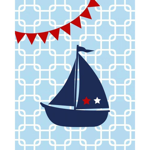 Sailboat Chain Boy Black Modern Wood Framed Art Print with Double Matting by Robinson, Tamara