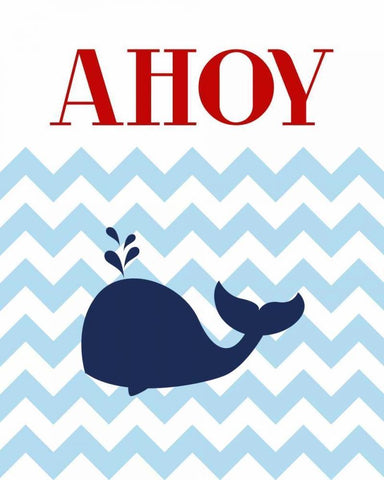 Chevron Whale II White Modern Wood Framed Art Print with Double Matting by Robinson, Tamara