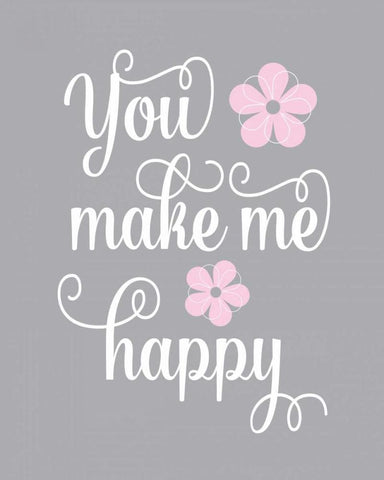 You Make Me Happy White Modern Wood Framed Art Print with Double Matting by Robinson, Tamara