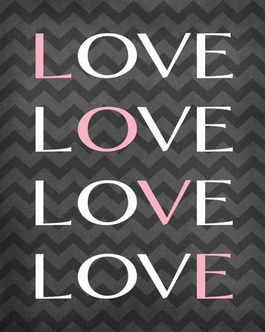 Love Love Love Love White Modern Wood Framed Art Print with Double Matting by Robinson, Tamara