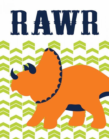 Dino Rawr White Modern Wood Framed Art Print with Double Matting by Robinson, Tamara