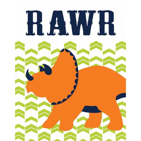 Dino Rawr Black Modern Wood Framed Art Print by Robinson, Tamara