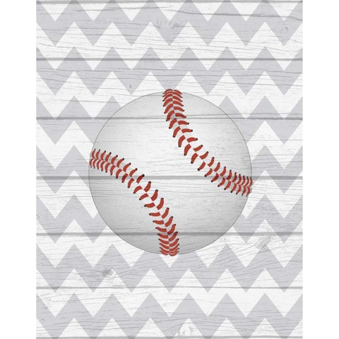 Baseball Black Modern Wood Framed Art Print with Double Matting by Robinson, Tamara