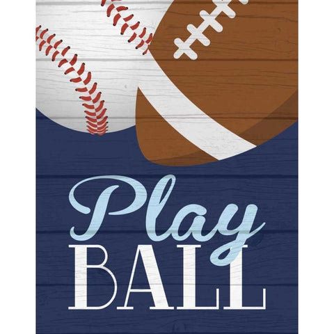 Play Ball Black Modern Wood Framed Art Print with Double Matting by Robinson, Tamara