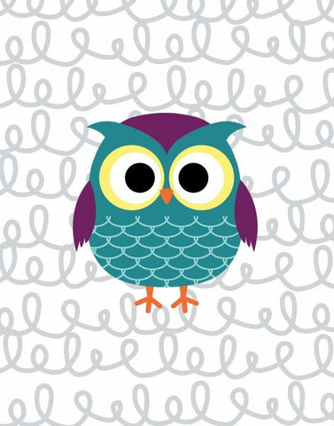 Owl III White Modern Wood Framed Art Print with Double Matting by Robinson, Tamara