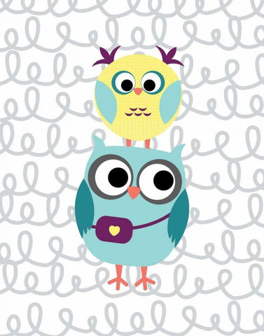 Owl V White Modern Wood Framed Art Print with Double Matting by Robinson, Tamara