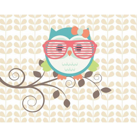 Owls 1A Black Modern Wood Framed Art Print with Double Matting by Robinson, Tamara