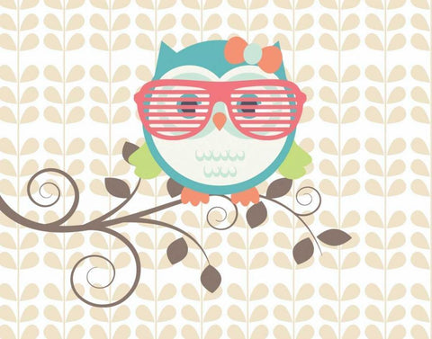 Owls 1A White Modern Wood Framed Art Print with Double Matting by Robinson, Tamara