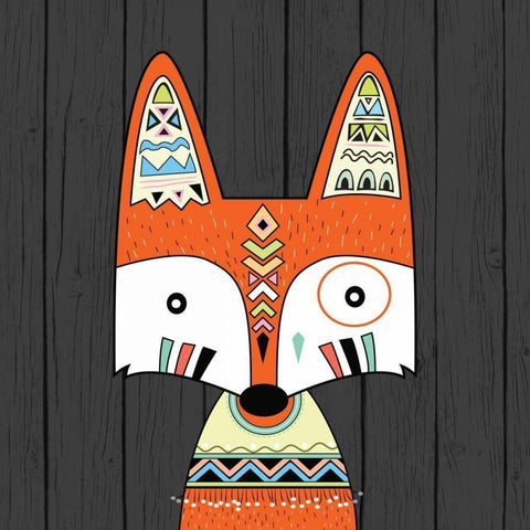 Tribal Fox White Modern Wood Framed Art Print by Robinson, Tamara