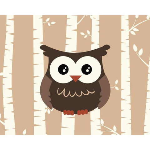 Owl Birch I Black Modern Wood Framed Art Print with Double Matting by Robinson, Tamara