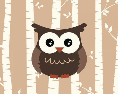 Owl Birch I Black Ornate Wood Framed Art Print with Double Matting by Robinson, Tamara