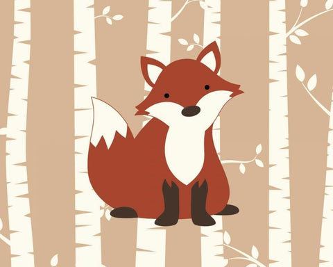 Fox Birch I White Modern Wood Framed Art Print with Double Matting by Robinson, Tamara