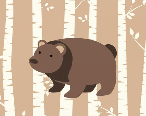 Bear Birch I White Modern Wood Framed Art Print with Double Matting by Robinson, Tamara