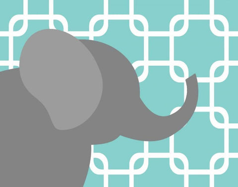 Elephant Chain White Modern Wood Framed Art Print with Double Matting by Robinson, Tamara