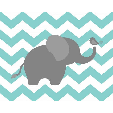 Elephant Chevron White Modern Wood Framed Art Print by Robinson, Tamara