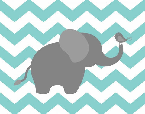 Elephant Chevron White Modern Wood Framed Art Print with Double Matting by Robinson, Tamara