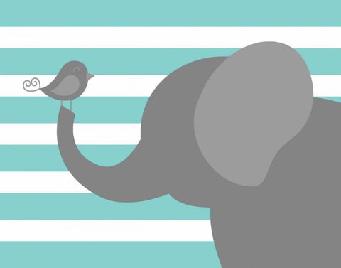 Elephant Stripe White Modern Wood Framed Art Print with Double Matting by Robinson, Tamara