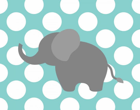 Elephant Polka Dots White Modern Wood Framed Art Print with Double Matting by Robinson, Tamara