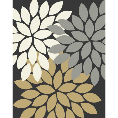 Trio Flower Burst II White Modern Wood Framed Art Print by Robinson, Tamara