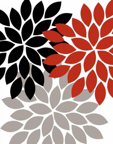 Trio Flower Burst III White Modern Wood Framed Art Print with Double Matting by Robinson, Tamara