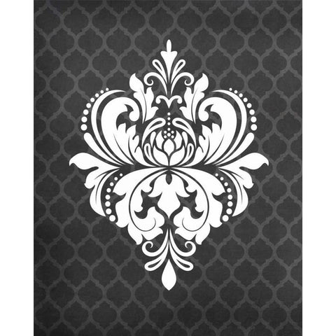 Damask I Black Modern Wood Framed Art Print with Double Matting by Robinson, Tamara