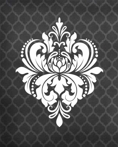 Damask I White Modern Wood Framed Art Print with Double Matting by Robinson, Tamara