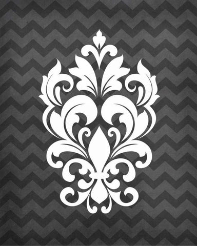 Damask II White Modern Wood Framed Art Print with Double Matting by Robinson, Tamara