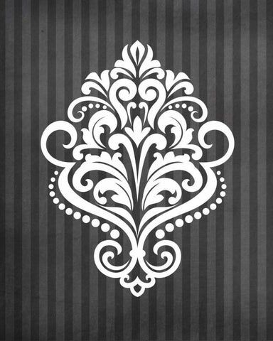 Damask III White Modern Wood Framed Art Print with Double Matting by Robinson, Tamara