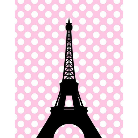 Eiffel Tower Polka Dots White Modern Wood Framed Art Print by Robinson, Tamara