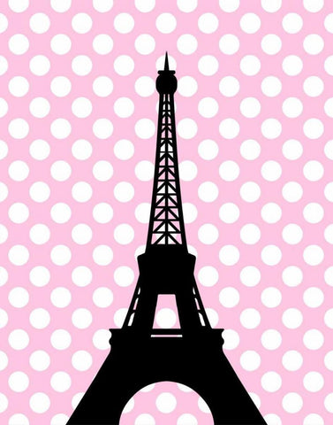 Eiffel Tower Polka Dots Black Ornate Wood Framed Art Print with Double Matting by Robinson, Tamara